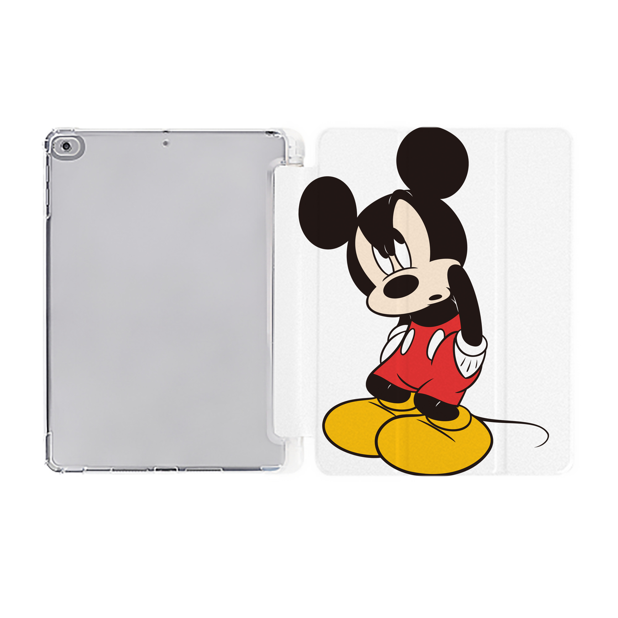 （画像用） ミッキーマウス Mickey Mouse IPad ケース ペン収納付き 三つ折りスタンド PUレザー×シリコン 対応機種9.5/10.5/10.9インチ